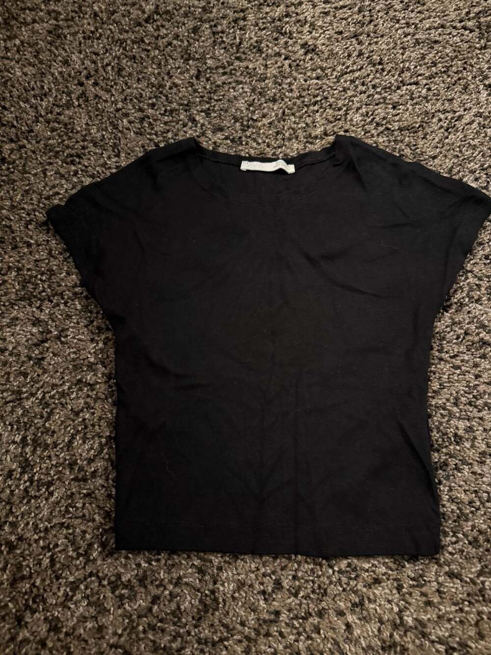 Zara Black Short Sleeve Crew Neck Basic Tee